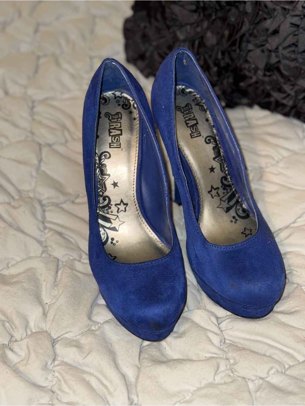 Brash Royal Blue Suede Platform Pumps
